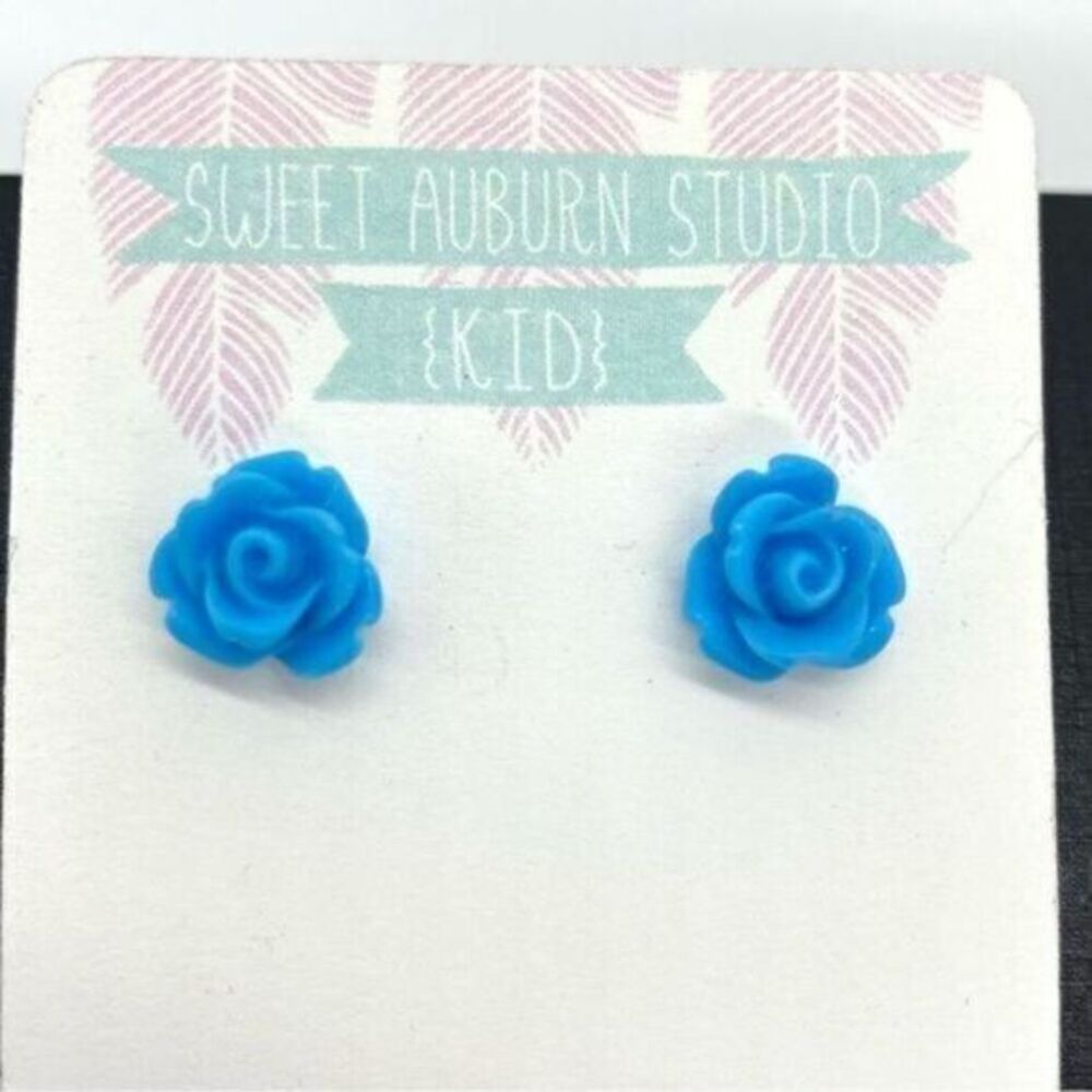 Sweet Auburn Studio Kid’s Light Blue Rose Stud Earrings